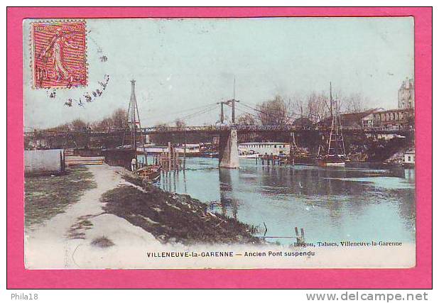 VILLENEUVE LA GARENNE ANCIEN PONT SUSPENDU  BREGOU TABACS - Villeneuve La Garenne