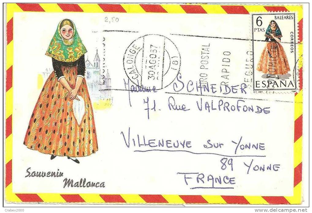 Ny&t      Lettre    CALONGE  Vers  FRANCE Le   30 AOUT 1967 - Storia Postale