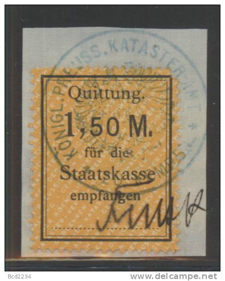 GERMANY PRUSSIA 1891 1.50M QUITTUNGSMARKEN FUR DIE STAATSKASSE (LAND REGISTRY REVENUE STAMP FOR THE STATE TREASURY) - Sonstige & Ohne Zuordnung