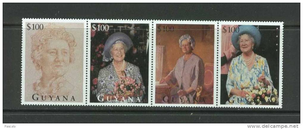 Yvert  Bloc De 4 Neufs** Sans Charnière MNH Queen Mother - Guyana (1966-...)