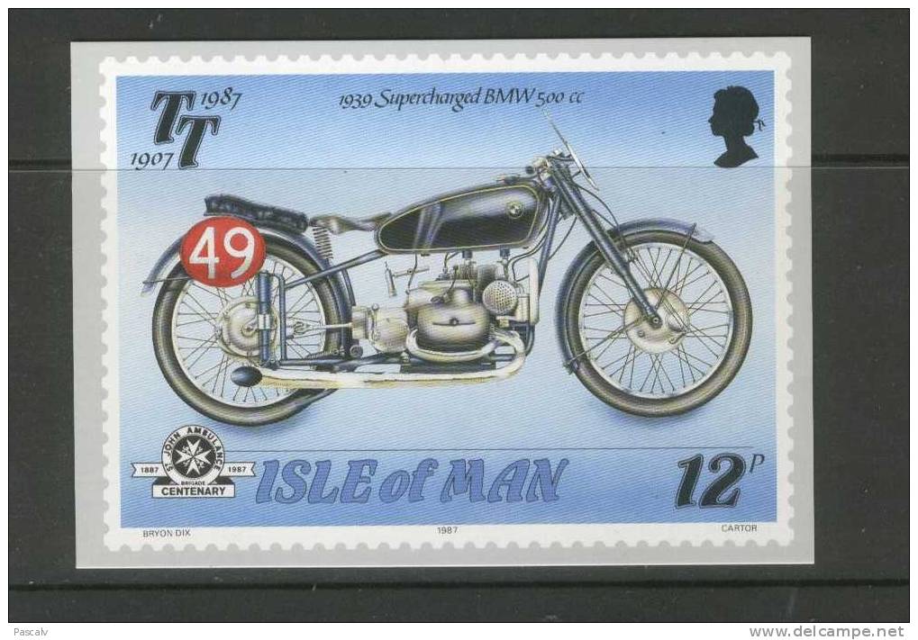 Ile De Man Carte Maximum Dimension 14,5 Cm X 10,5 Cm BMW - Motorbikes