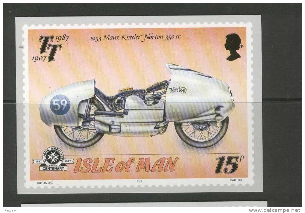 Ile De Man Carte Maximum Dimension 14,5 Cm X 10,5 Cm Norton - Motorräder