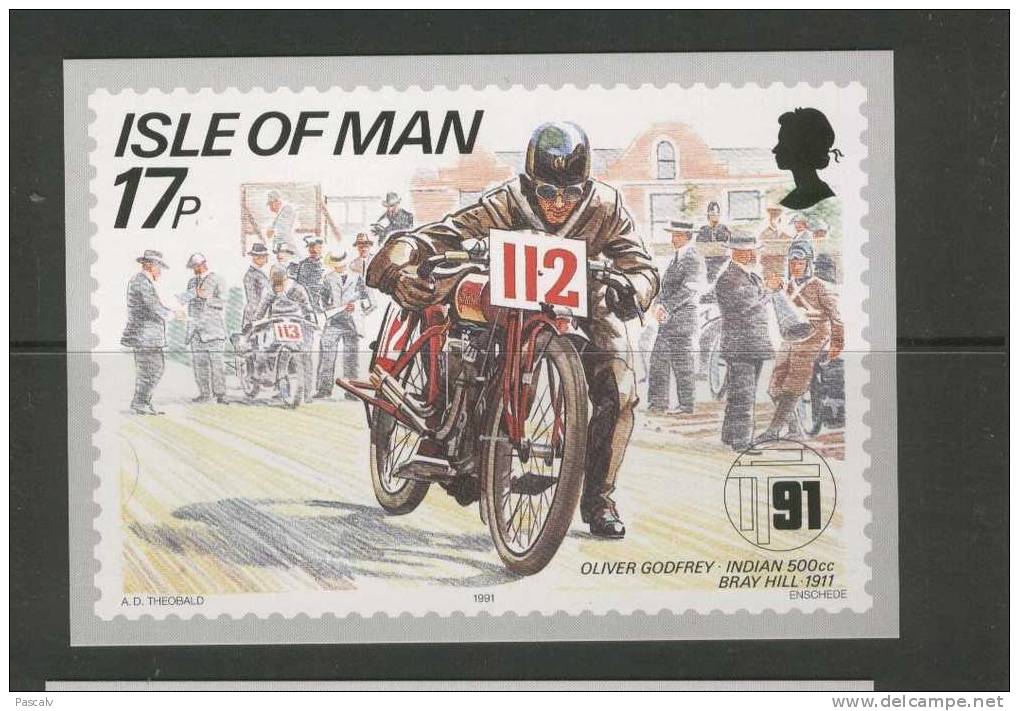 Ile De Man Carte Maximum Dimension 14,5 Cm X 10,5 Cm Indian 500 - Motorbikes