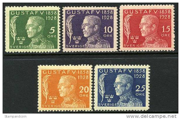 Sweden B32-36 XF Mint Hinged Semi-Postal Set From 1928 - Neufs