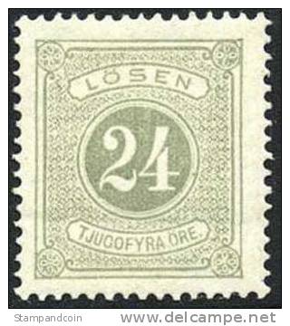 Sweden J8 XF Mint Hinged 24o Gray Postage Due From 1874 - Taxe