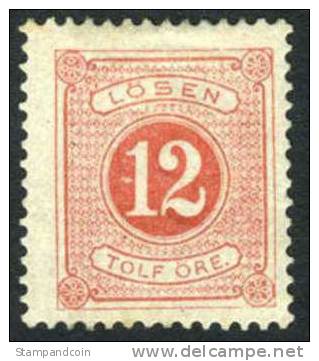 Sweden J16 Mint Hinged 12o Pale Red Postage Due From 1882 - Taxe