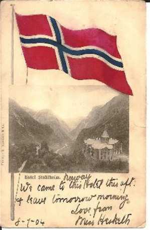 Nor079/  NORWEGEN - Fjord, Hotel Stahlheim, Flagge, 1904 - Norwegen