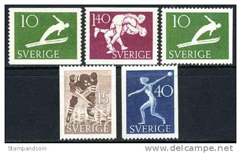 Sweden #444-48 XF Mint Hinged Set From 1953 (sports) - Unused Stamps