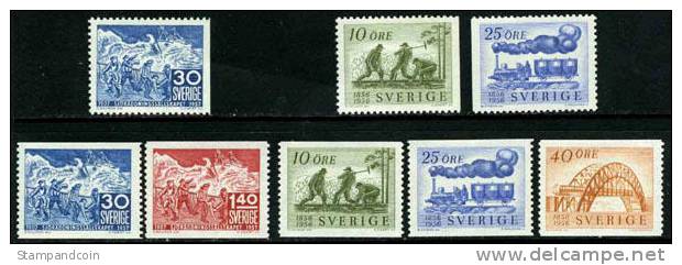 Sweden #494-501 XF Mint Hinged 2 Sets From 1956-57 - Nuevos