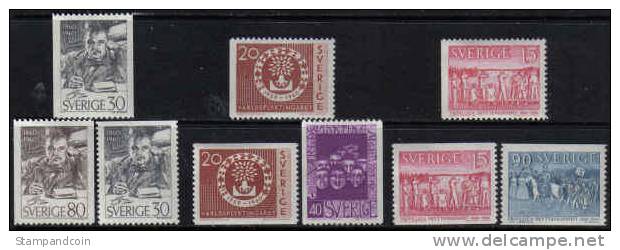 Sweden #550-58 XF Mint Hinged 3 Sets From 1960 - Nuevos