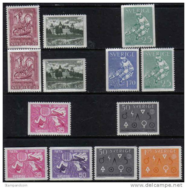 Sweden #613-28 XF Mint Hinged 4 Sets From 1962-63 - Neufs