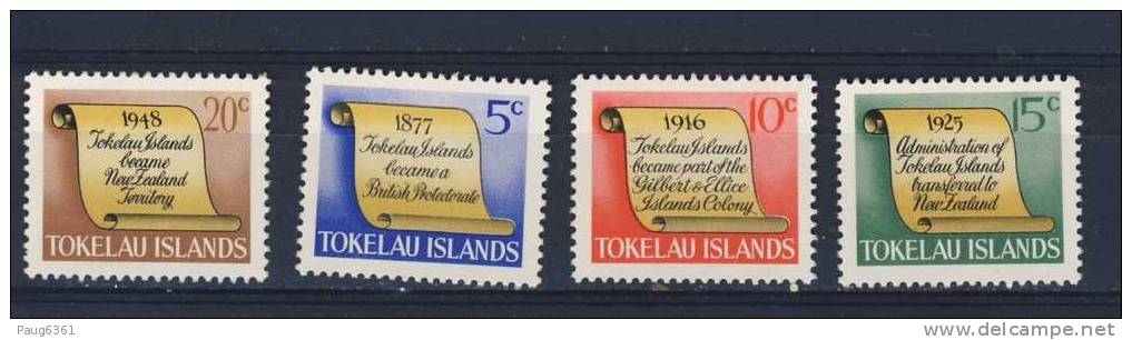 TOKELAU 1969 DOCUMENTS HISTORIQUES  SCOTT N°16/19 NEUF MNH** - Tokelau