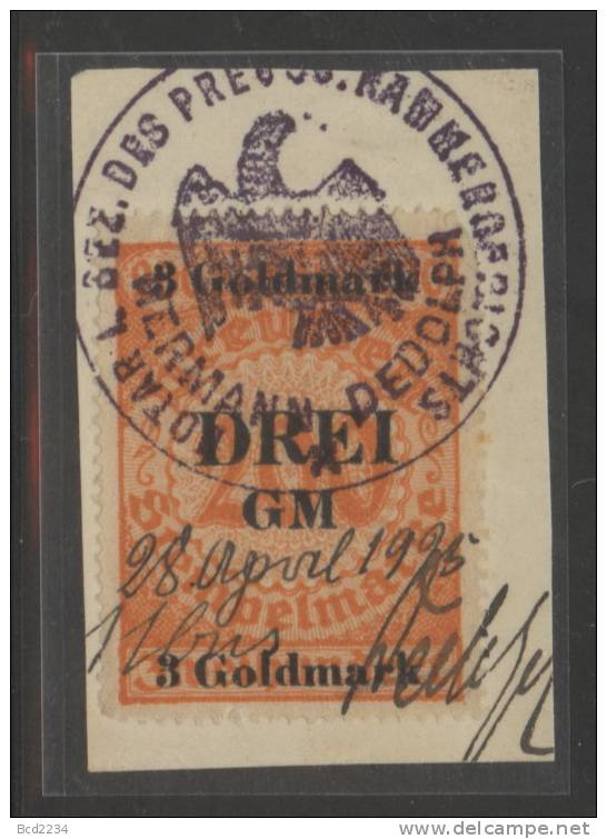 GERMANY PRUSSIA 1924 STEMPELMARKE (GENERAL REVENUES) 3 GM OPT ON 200M ORANGE ERLER #202 - Sonstige & Ohne Zuordnung