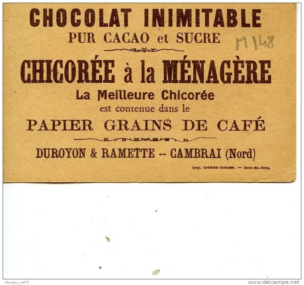 59-CAMBRAI-CHROMO  CHICOREE A LA MENAGERE CHOCOLAT INIMITABLE..UNE LETTRE CHARGEE - Other & Unclassified