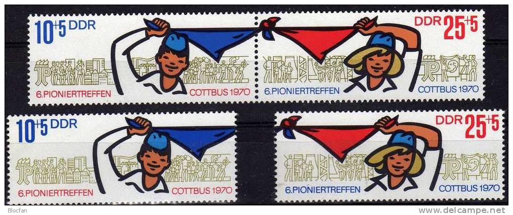 Pionier - Treffen Cottbus 1970 DDR 1596/7, Rand-ZD+ W233 ** 4€ Pfadfinder Des Osten - Se-Tenant