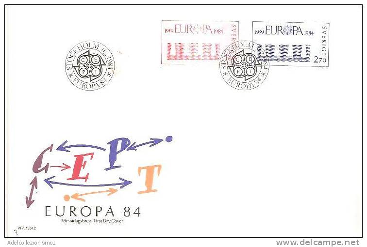 43886)lettera F.d.c. Svedese Serie Europa 84 Con 2 Valori + Annullo - FDC