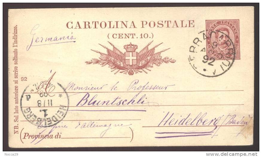 SERRACAPRIOLA 1892 CARTOLINA  CON FIRMA AUTOGRAFA DI BENEDETTO DE LUCA (ILLUSTRE GIORNALISTA) (INT127) - Entiers Postaux