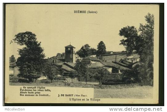 38 DIEMOZ / L'église Et Le Village / CARTE SEMI GLACEE - Diémoz