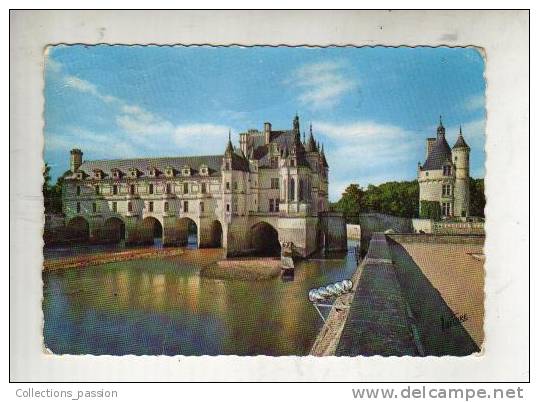 Cp, 37, Chenonceaux, Le Château Sur Le Cher, Et La Tour Des Marques, Voyagée 1976 - Champigny-sur-Veude