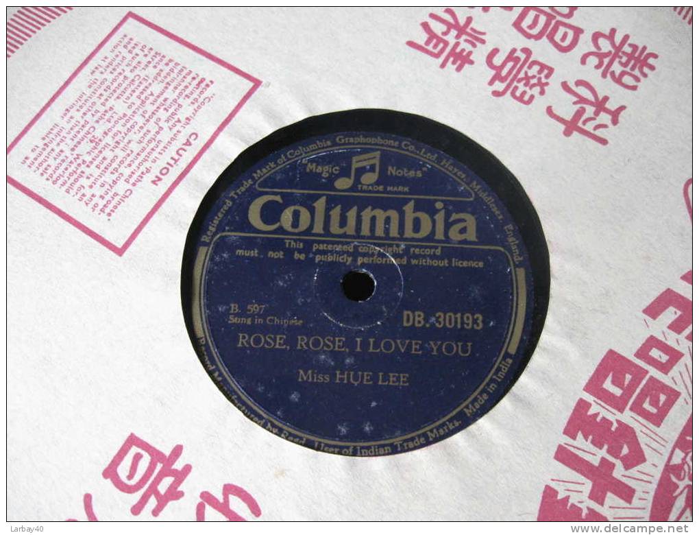 78 Tours Miss Hue Lee Rose Rose I Love You - An Autumn Melody - Columbia - 78 G - Dischi Per Fonografi