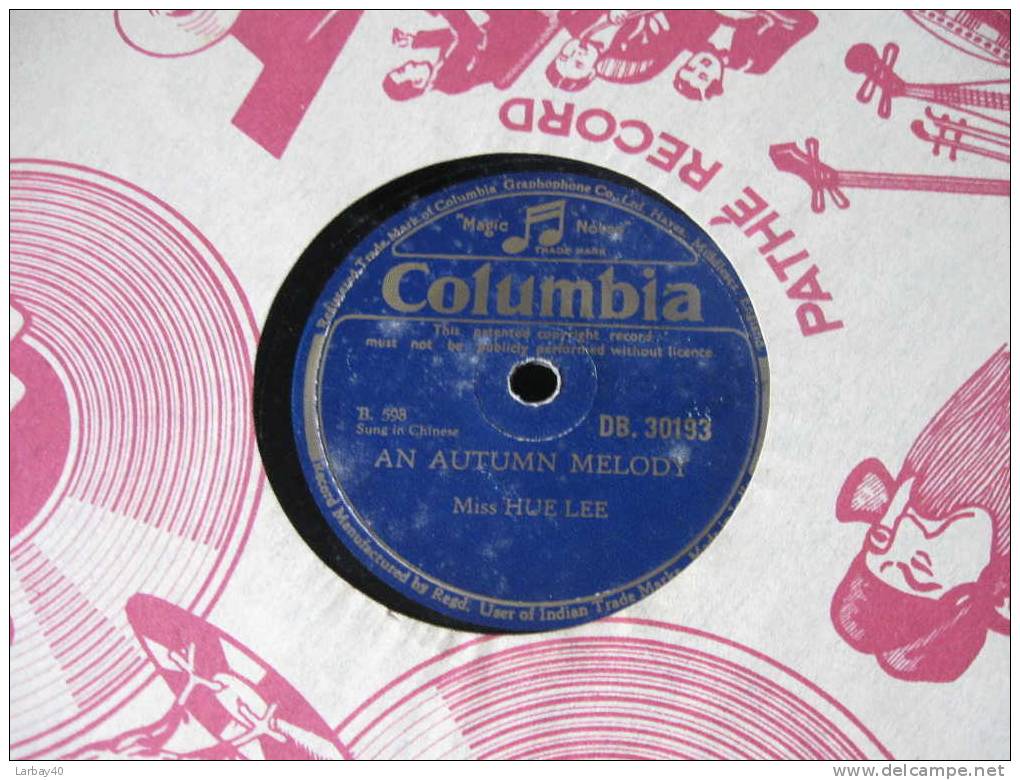 78 Tours Miss Hue Lee Rose Rose I Love You - An Autumn Melody - Columbia - 78 Rpm - Gramophone Records
