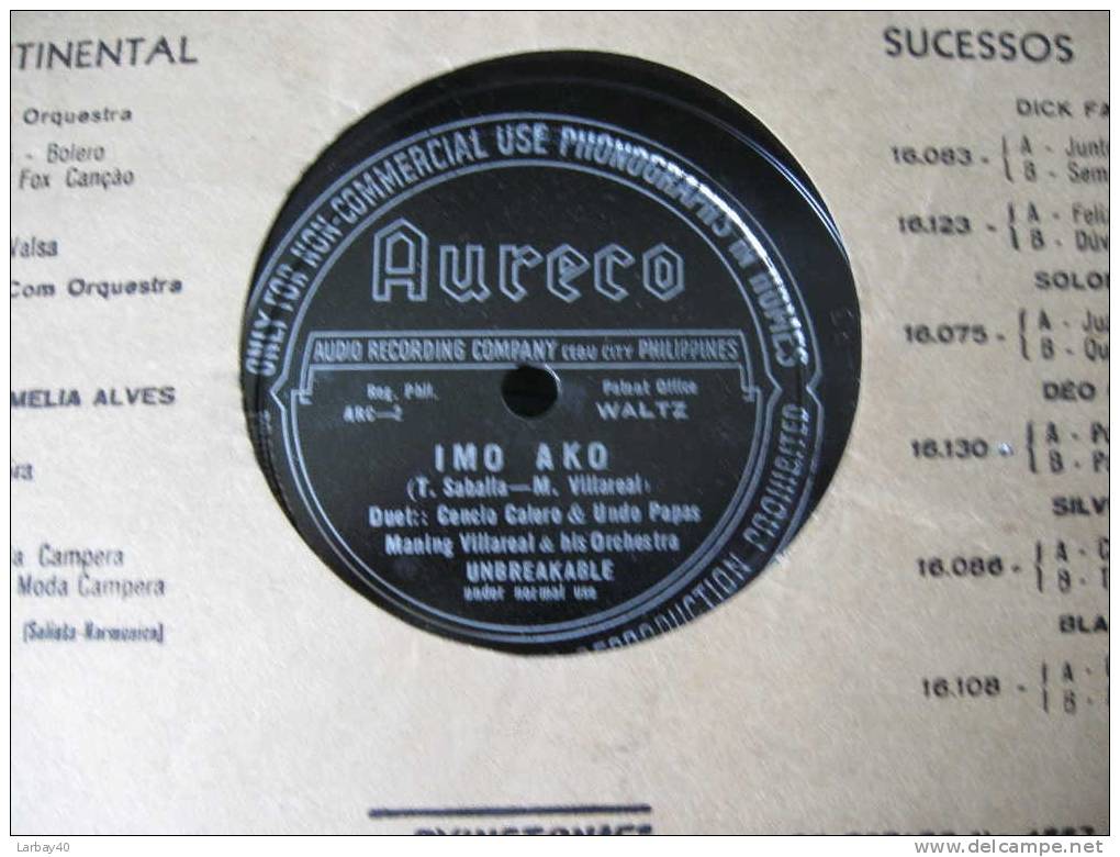 78 Tours Ang Kargador Villareal - Imo Ako - Aureco - 78 Rpm - Gramophone Records