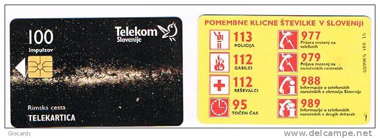 SLOVENIA (SLOVENIJA)  - TELEKOM SLOVENIJE  -  SERIE PIANETI: LA VIA LATTEA    100 IMP. - USATA (USED)°  - RIF. 3121 - Astronomia