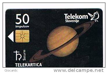 SLOVENIA (SLOVENIJA)  - TELEKOM SLOVENIJE  - SERIE PIANETI:  SATURNO  //  KRKA  50 IMP. - USATA (USED)° -  RIF. 3118 - Astronomia