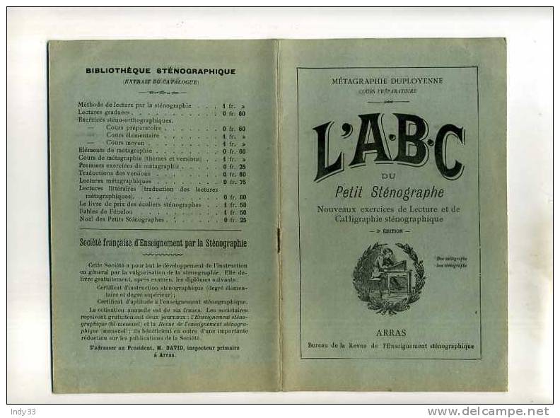 - L'A.B.C DU PETIT STENOGRAPHE . 3e EDITION ARRAS - Buchhaltung/Verwaltung