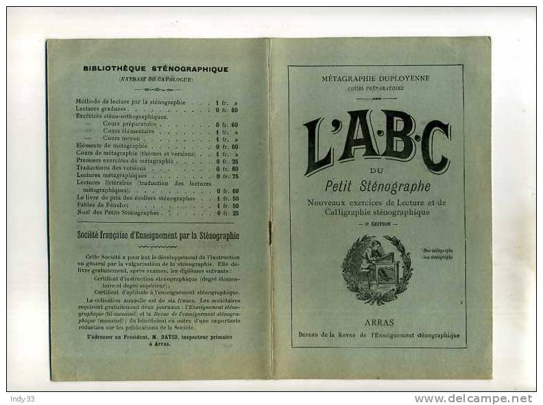 - L'A.B.C DU PETIT STENOGRAPHE . 3e EDITION ARRAS - Comptabilité/Gestion