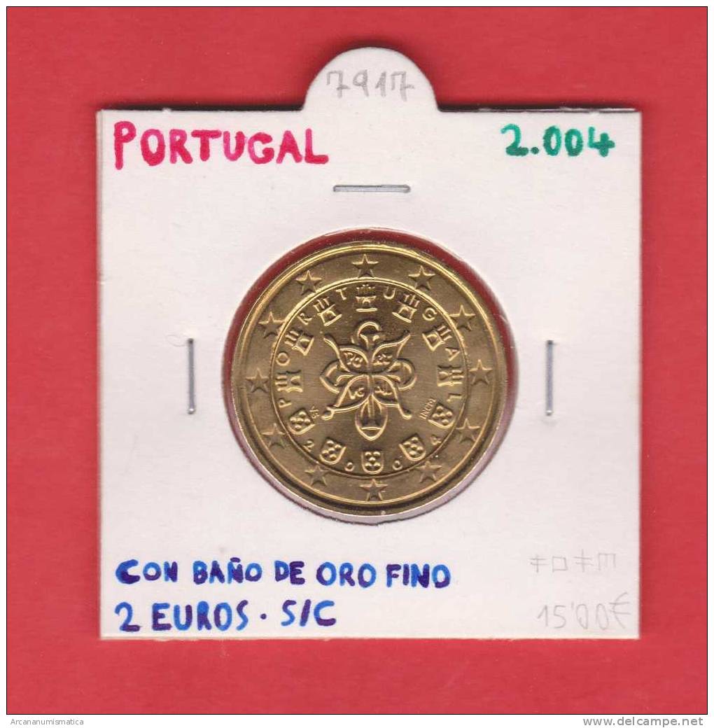 PORTUGAL 2 €UROS  2.004  SC/UNC  Con Baño De Oro Fino     DL-7917 - Portugal