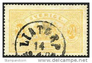 Sweden O8 Used 24o Yellow Official From 1874 - Oficiales