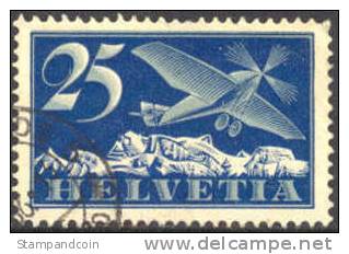 Switzerland C5a XF Used 25c Airmail With Grilled Gum From 1934 - Usati