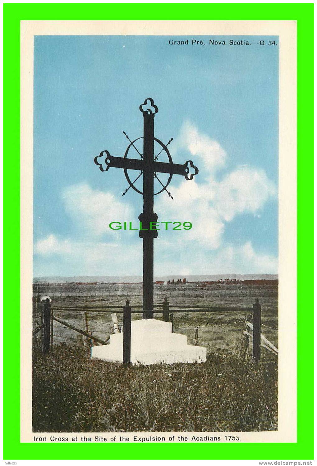GRAN PRÉ, NOVA SCOTIA - IRON CROSS AT THE SITE OF THE EXPULSION OF THE ACADIANS 1755 - - Andere & Zonder Classificatie