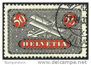 Switzerland C9 XF Used 50c Airmail From 1923 - Used Stamps