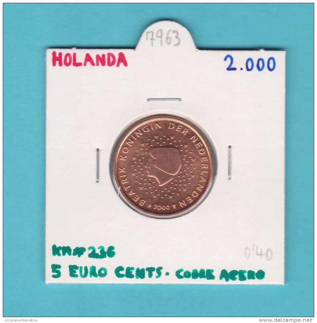 HOLANDA   5  EURO  CENTS   2.000   KM#236     SC/UNC     DL-7963 - Paesi Bassi