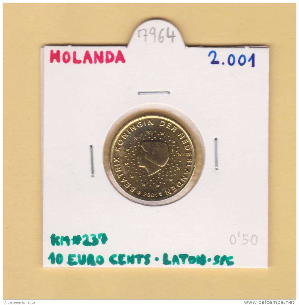HOLANDA   10  EURO  CENTS   2.001   KM#237    SC/UNC     DL-7964 - Pays-Bas