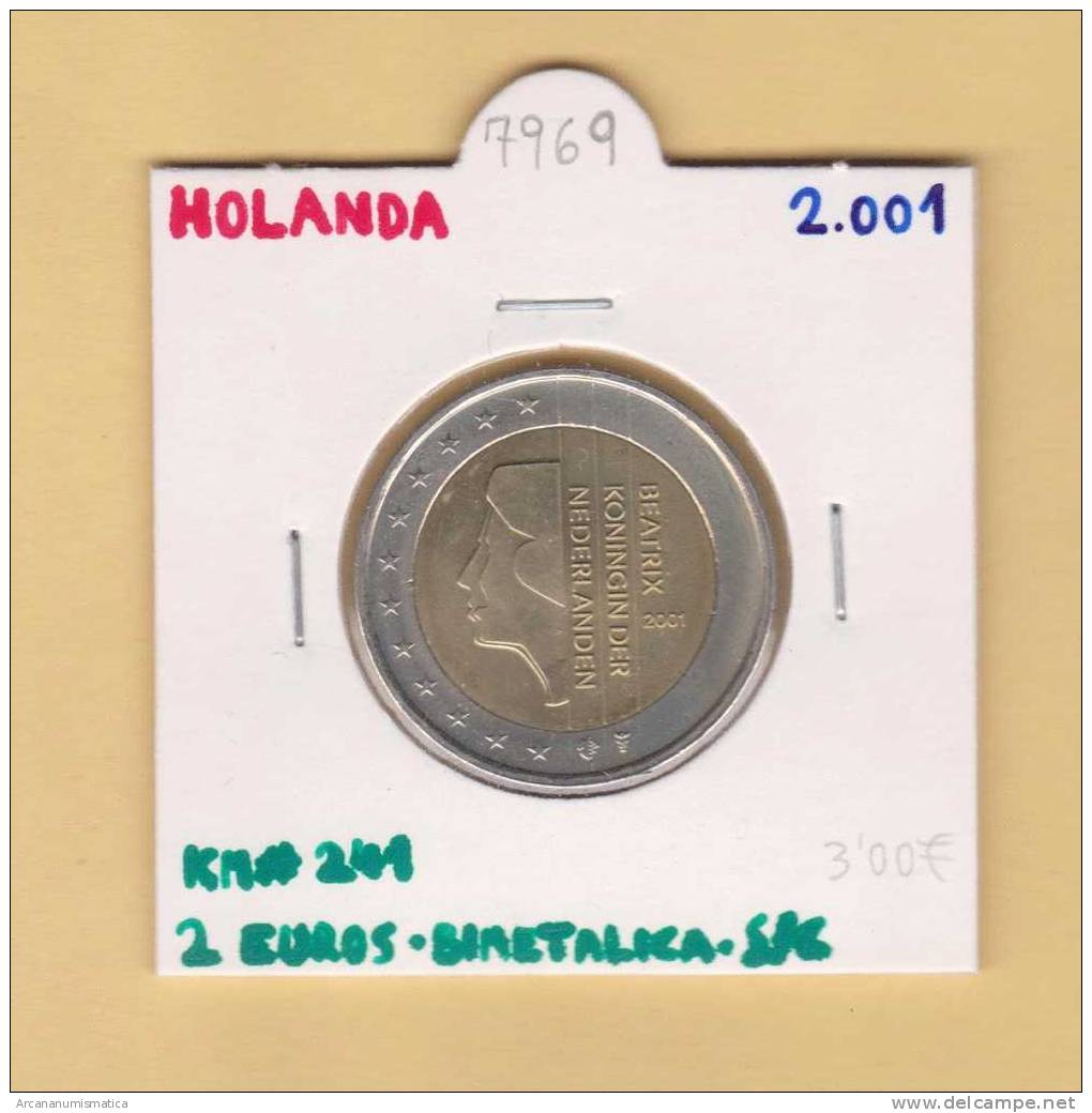 HOLANDA   2 EUROS   2.001    KM#241    SC/UNC     DL-7969 - Paesi Bassi