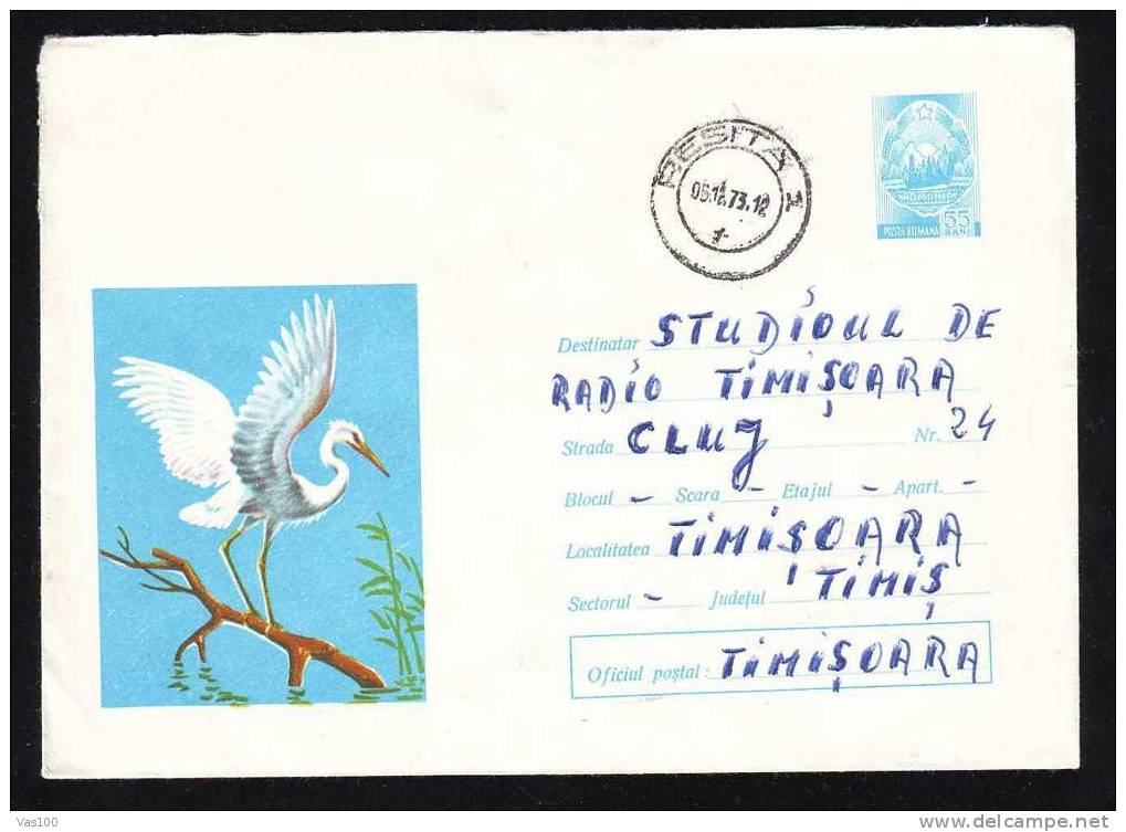 ROMANIA ,1972,bird,entier Postaux,mailed. - Pélicans