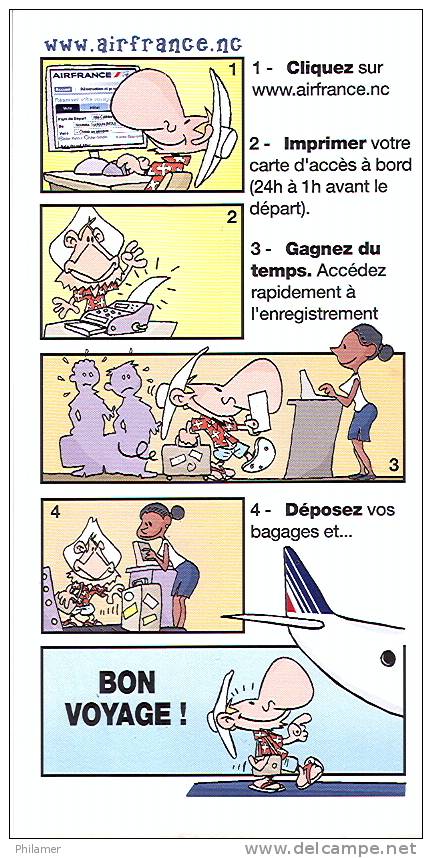 Nouvelle Caledonie Ffc Vol Aerien Publicite Air France Pour Enregistrement Flyer Avec Bd Bande Dessinee B. Berger Neuve - Planches Et Dessins - Originaux