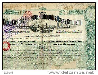 LE CAIRE "Cairo Electric Railways & Heliopolis Dases Company Sa" (1906) - Ferrocarril & Tranvías