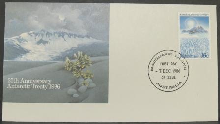 Australian Antarctic Territory 1986 25th Anniversary Treaty FDC Macquarie Island - FDC