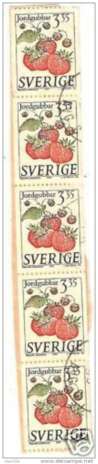 BANDE DE 5 TIMBRES "SVERIGE" - THEME "LES FRUITS" - Collections