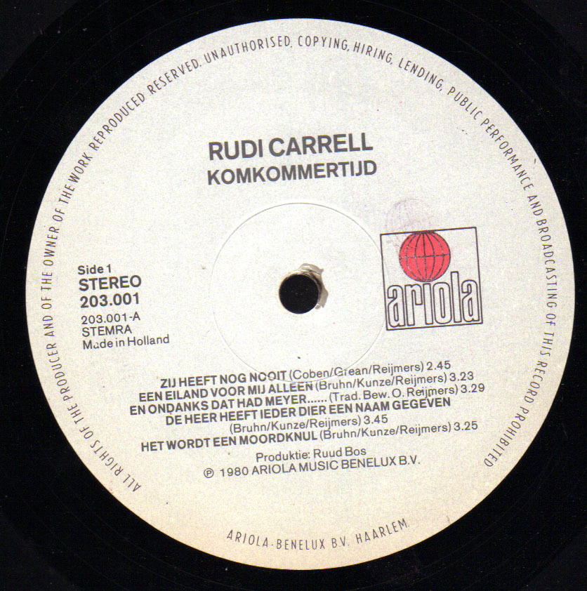 * LP *  RUDI CARRELL - KOMKOMMERTIJD (Holland 1980 Ex-!!!) - Other - Dutch Music