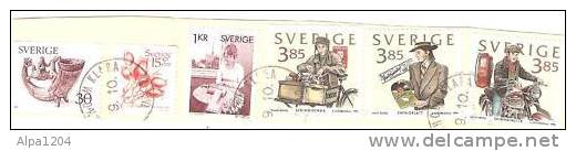 BANDE DE 5 TIMBRES "SVERIGE" - THEME "LES METIERS ET AUTRES" - Collections