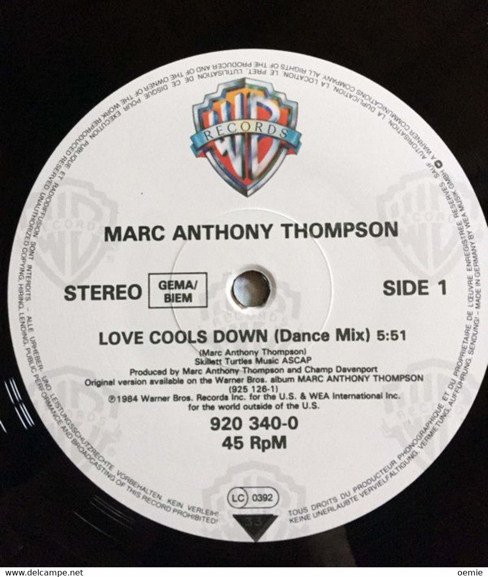 MARC ANTHONY THOMPSON °° LOVE COOLS DOWN - 45 Rpm - Maxi-Single