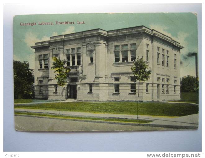 Frankfort  In    Carnegie Library      1912 Cancel - Sonstige & Ohne Zuordnung