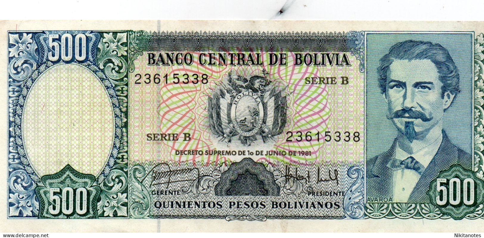 BOLIVIA 500 Pesos Bolivianos 1981 P-166 SEE SCAN - Bolivie