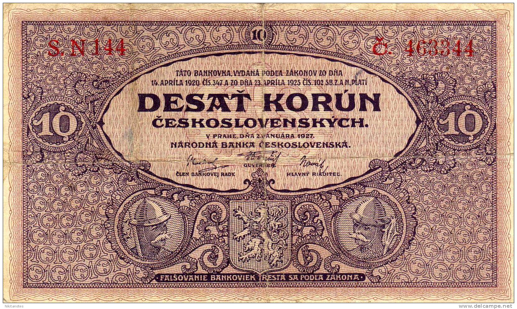 CZECHOSLOVAKIA 10 Korun 1927 BANKNOTE VEDI FOTO - Czechoslovakia