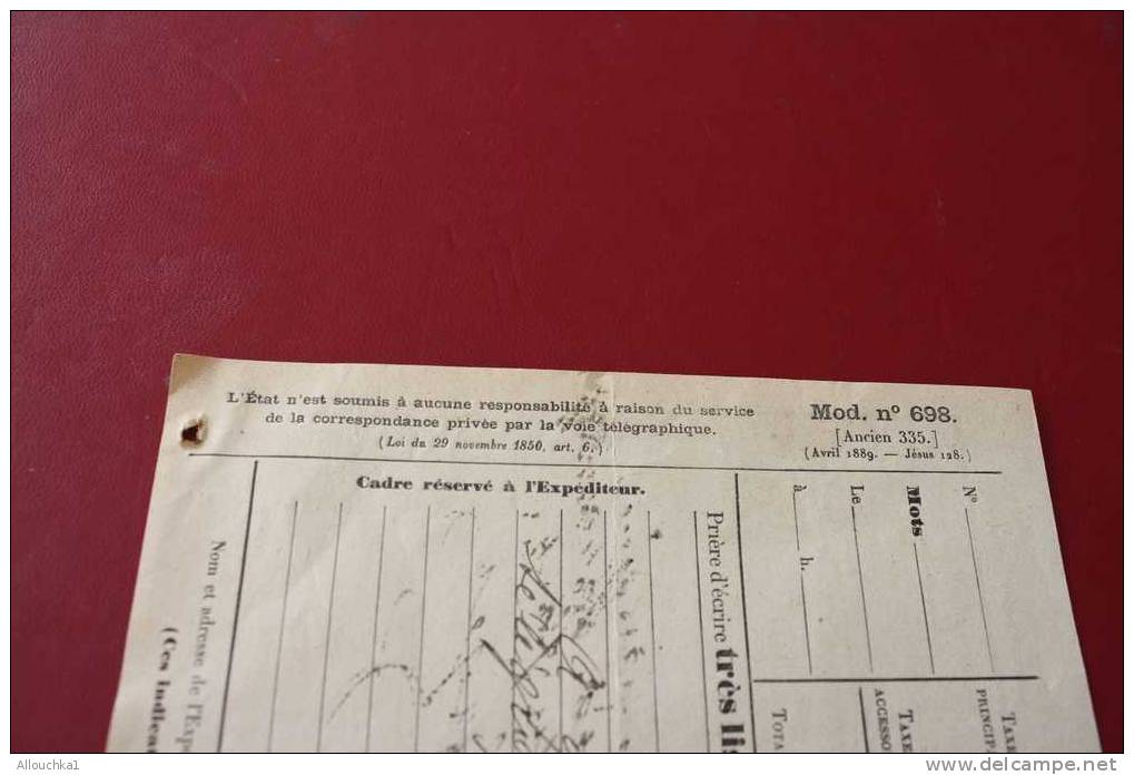1889 TELEGRAMME MODELE N° 698 ( ANCIEN 335 ) DE CONSTANTINE POUR ST HIPPOLYTE DU FORT - Telegraph And Telephone